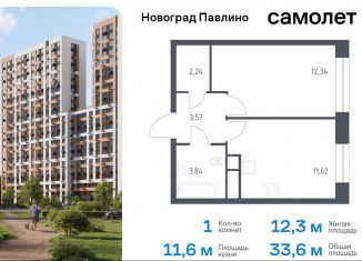 Продается 1-комнатная квартира, 33.6 м2, Московская область, жилой квартал Новоград Павлино, к8