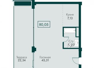 Продаю двухкомнатную квартиру, 80.1 м2, поселок городского типа Массандра, улица Мухина, 17А