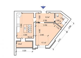 Продается 1-ком. квартира, 48.1 м2, Энгельс, улица Колотилова, 100