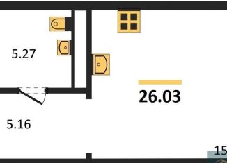 Продажа квартиры студии, 26 м2, Воронеж, Железнодорожный район, набережная Чуева, 7