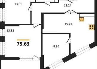 Трехкомнатная квартира на продажу, 75.6 м2, Воронеж, набережная Чуева, 7