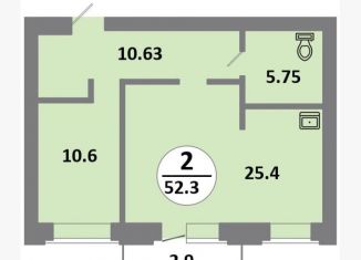 Продажа двухкомнатной квартиры, 52 м2, Красноярск, Советский район, Соколовская улица, 52