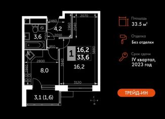 Продается 1-ком. квартира, 33.5 м2, Московская область, улица Полковника Романова, 11