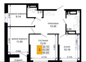 3-ком. квартира на продажу, 64.5 м2, Ростов-на-Дону, Октябрьский район, Элеваторный переулок, 6/3