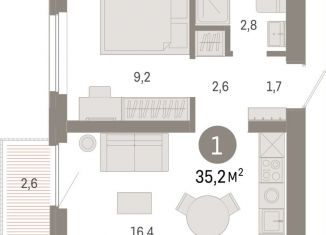 Продажа однокомнатной квартиры, 35.2 м2, Тюмень, Центральный округ