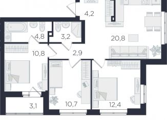 Продается 3-комнатная квартира, 71.3 м2, Екатеринбург, метро Ботаническая, улица 8 Марта, 204Д