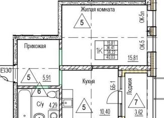 Продажа однокомнатной квартиры, 38.2 м2, Воронеж, набережная Чуева, 7