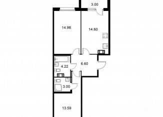 Продаю 2-комнатную квартиру, 58.5 м2, Колпино