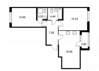 Продается 2-ком. квартира, 64.6 м2, Колпино