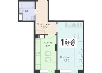 1-ком. квартира на продажу, 38.3 м2, Воронеж, Коминтерновский район, Покровская улица, 19