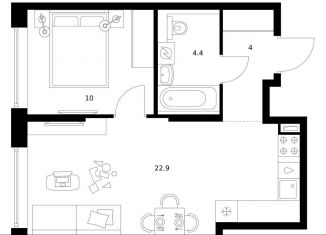 Продается однокомнатная квартира, 41.3 м2, Москва, станция Ховрино