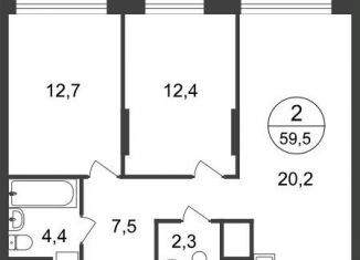 Продается 2-комнатная квартира, 59.5 м2, Москва, 11-я фаза, к3