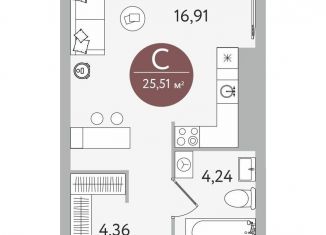 Продается квартира студия, 25.5 м2, Тюмень, Центральный округ, улица Николая Машарова, 10