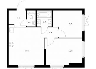 Продается 2-ком. квартира, 47.4 м2, Котельники