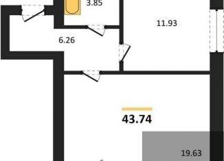 1-ком. квартира на продажу, 43.7 м2, Воронежская область