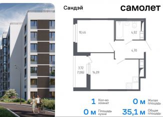 Продажа однокомнатной квартиры, 35.1 м2, Санкт-Петербург, жилой комплекс Сандэй, 7.2, метро Проспект Ветеранов