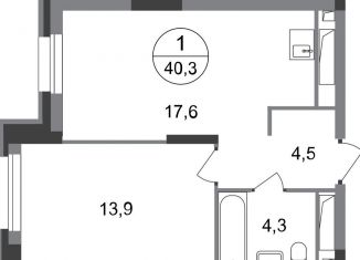 Продажа однокомнатной квартиры, 40.3 м2, Москва