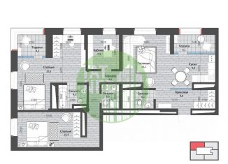 3-комнатная квартира на продажу, 108.4 м2, Казань, улица Ломжинская, 30А