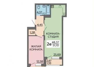 Продажа двухкомнатной квартиры, 51.1 м2, Воронеж, Советский район, улица Теплоэнергетиков, 17к1