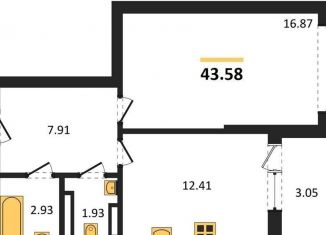 Продаю 1-ком. квартиру, 43.6 м2, Воронеж, Центральный район