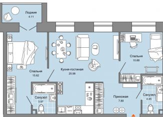 Продам 3-ком. квартиру, 71 м2, Ульяновск, ЖК Центрополис, жилой комплекс Центрополис, 5