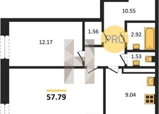 Продам 2-комнатную квартиру, 57.8 м2, Воронеж