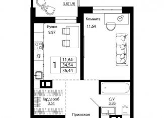 Продается 1-ком. квартира, 36 м2, Ростовская область, улица Текучёва, 370/3