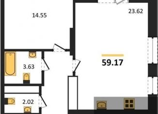 Продам однокомнатную квартиру, 59.2 м2, Воронеж, Ленинский район