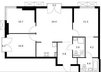 Продается трехкомнатная квартира, 76.1 м2, Москва, СЗАО, жилой комплекс Холланд Парк, к8