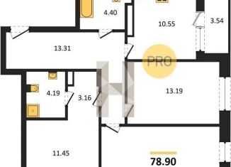 Продам 3-комнатную квартиру, 78.9 м2, Воронеж