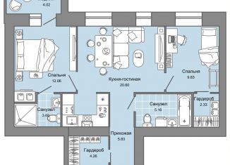 Продается 3-комнатная квартира, 66 м2, Ульяновская область, жилой комплекс Центрополис, 5