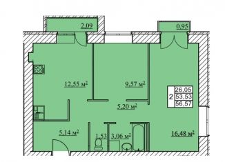 Продам 2-ком. квартиру, 56.6 м2, посёлок Красный Бор