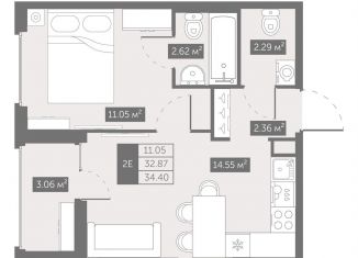 Продаю 1-ком. квартиру, 34.4 м2, Санкт-Петербург