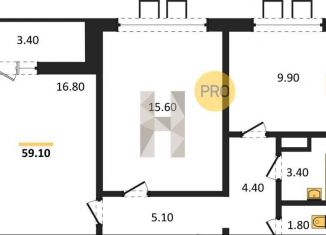 Продается 2-комнатная квартира, 58.7 м2, Воронеж, Центральный район, улица Шишкова, 140Б/6