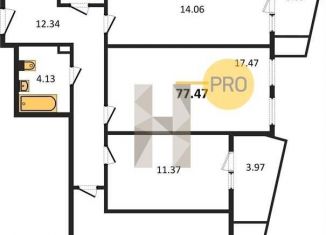 Продается трехкомнатная квартира, 77.5 м2, Ростов-на-Дону, улица 23-я Линия, 54с7, ЖК Город у Реки