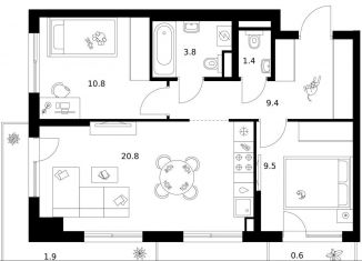 Продается 2-комнатная квартира, 58.2 м2, Москва, ЗАО