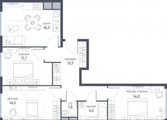 Продам 3-ком. квартиру, 76 м2, Москва, ЖК Сиреневый парк, Тагильская улица, 2к1