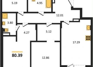 Продам двухкомнатную квартиру, 80.4 м2, Воронеж