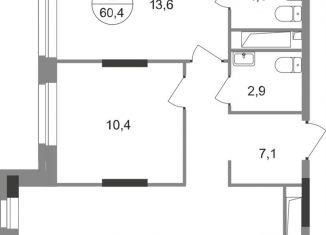 2-ком. квартира на продажу, 60.4 м2, Московский, ЖК Первый Московский