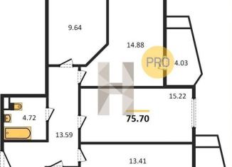 Трехкомнатная квартира на продажу, 75.7 м2, Ростов-на-Дону, улица 23-я Линия, 54с12, ЖК Город у Реки