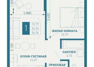 Продается 1-комнатная квартира, 36.3 м2, Краснодарский край