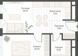 1-комнатная квартира на продажу, 43.1 м2, Москва, метро Академическая