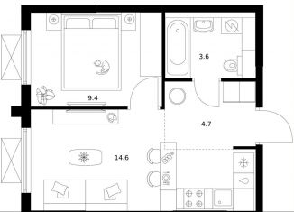 Продажа 1-комнатной квартиры, 32.3 м2, Москва, 22-й микрорайон, 6.5