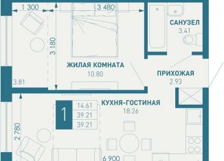 Продажа 1-комнатной квартиры, 39.2 м2, посёлок Берёзовый