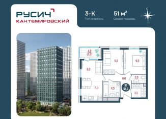 Продаю 3-комнатную квартиру, 51 м2, Москва, Кавказский бульвар, 51