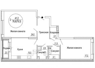 2-комнатная квартира на продажу, 78.2 м2, Тверь, Пролетарский район, улица Спартака, 2