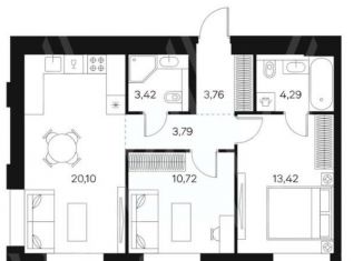 Продам 3-ком. квартиру, 59 м2, Москва, Даниловский район, Автозаводская улица, 26