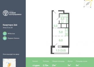 Квартира на продажу студия, 21 м2, Котельники