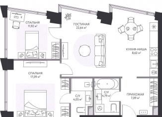 Продажа 2-комнатной квартиры, 77 м2, Москва, 1-й Сетуньский проезд, 8, метро Спортивная