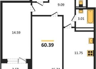 Продаю 2-ком. квартиру, 60.4 м2, Воронеж, Советский район